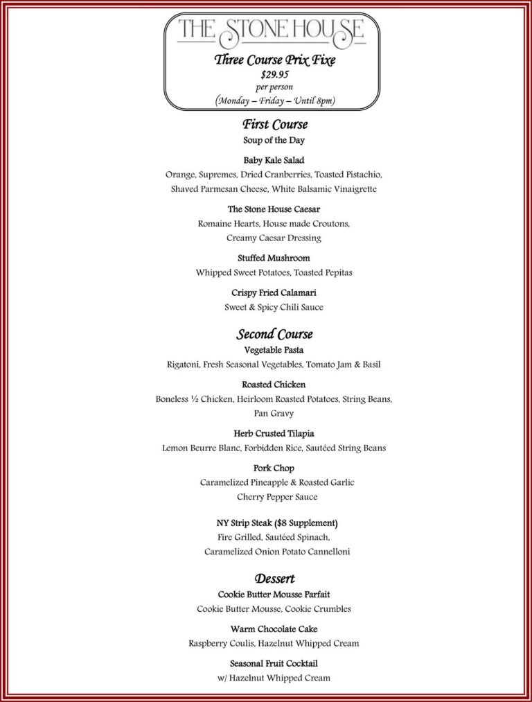 3 course table d hote menu