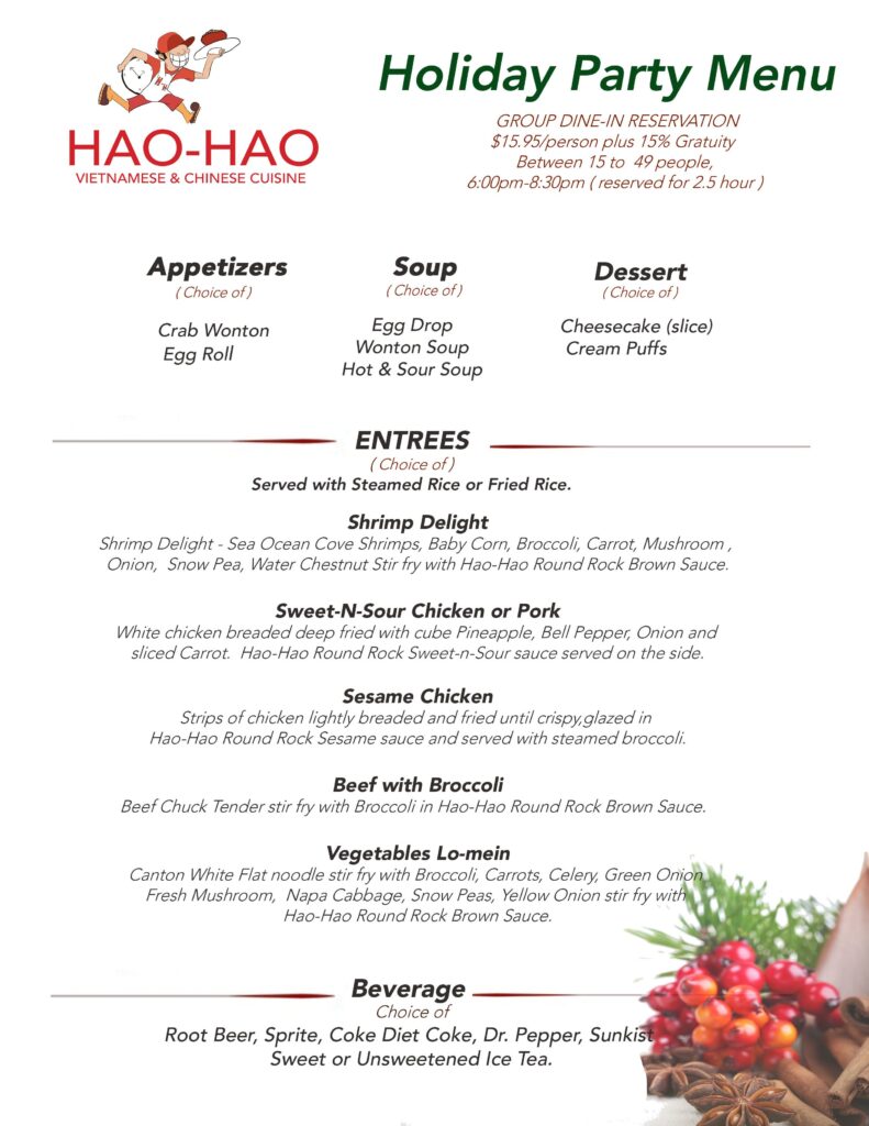 Holiday Banquet Menu